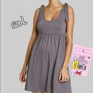 Grey Tie Strapped Mini Summer Dress from Wild Fable, Large